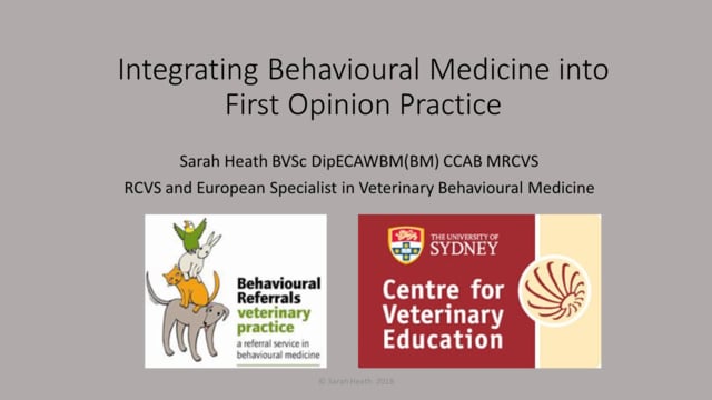 Integrating Behavioural Medicine Into First Opinion Practice